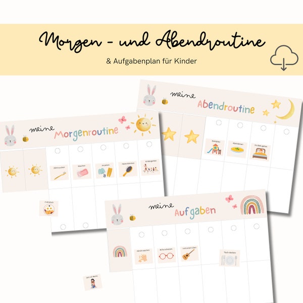 Routineplan Kinder | Montessori | Morgenroutine | Tagesplan | Wochenplan | Zum Ausdrucken | PDF | Digital | Routine Kleinkind | Abendroutine