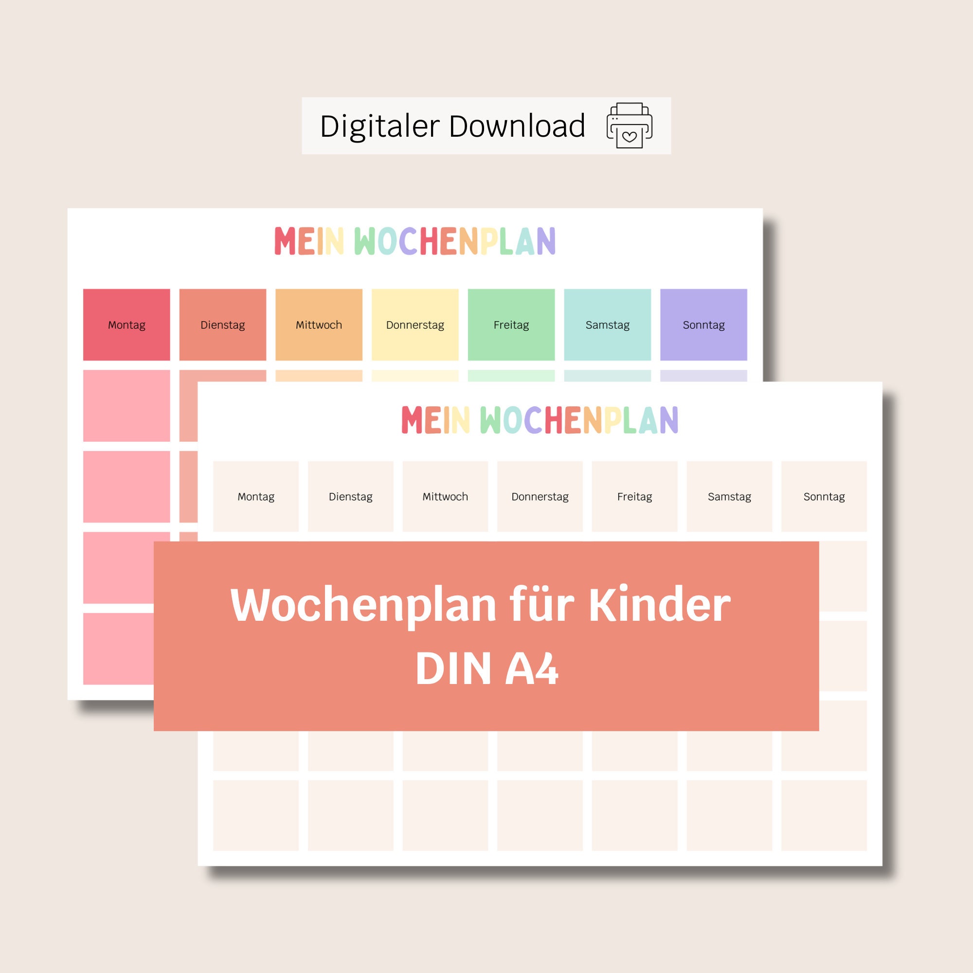 Weekly schedule children | Montessori | daily schedule | Weekly planner kindergarten child A4 | To print | PDF | Digital