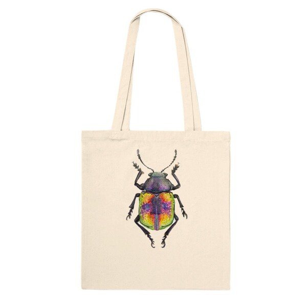 Borsa tote Premium Rainbow Beetle, arte degli insetti, illustrazione Aquarelle, bagaglio a mano con insetti