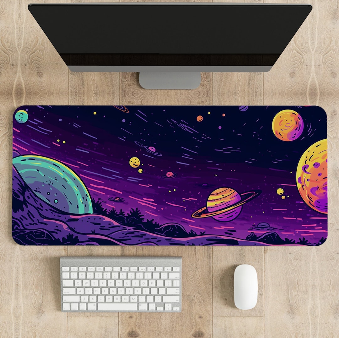 Large Desk Mat With Comic Space Design, Fantasy Sci-fi, XXL Gaming ...