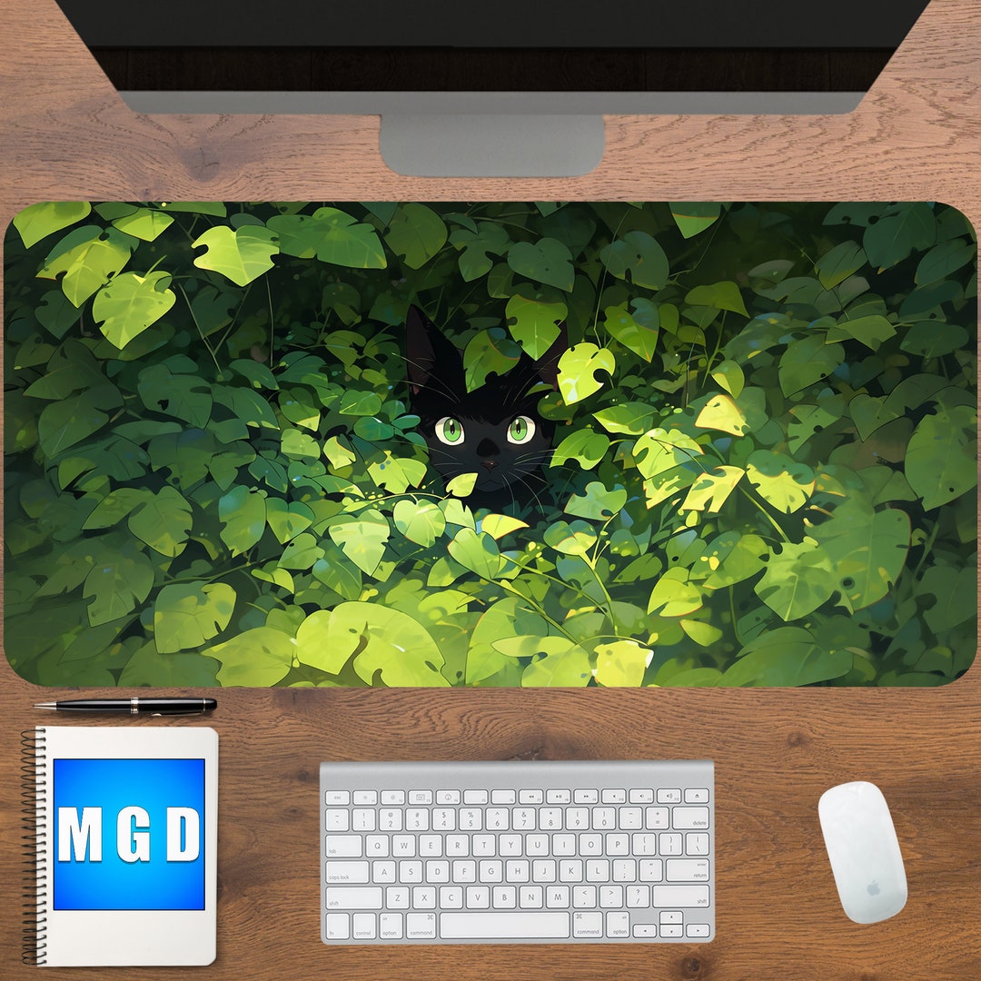 Cute Kawaii Cat Desk Mat Kawaii Anime Cat Mouse Pad Large Etsy