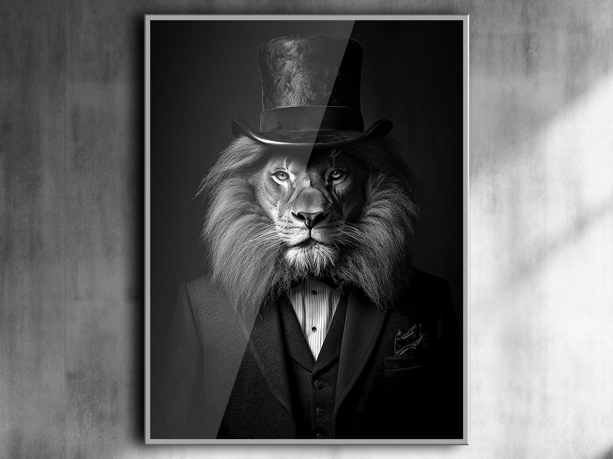 Portrait Lion Adulte Habillé Comme Un Roi Avec Une Couronne Ia