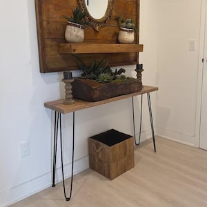 Handgemachter rustikaler Konsolentisch aus Holz | Eingangsbereich Sofa Tisch mit Metallbeinen