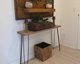 Handmade Rustic Wood Console Table | Entryway Sofa Table with Metal Legs