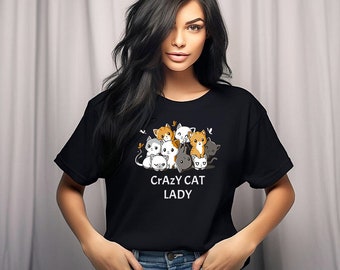 クレイジー キャット レディ T シャツ | ユニセックス ヘビー コットン T シャツ | レディース キャット ラバー T シャツ | キャット ラバー T シャツ | 猫のママ | キャット ママ T シャツ | たくさんの猫