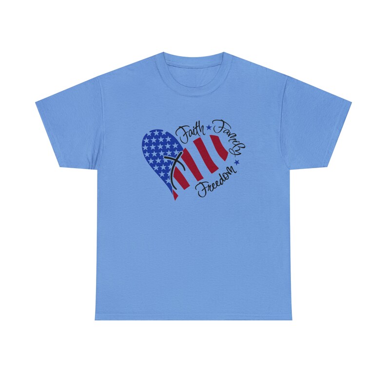 Camiseta Faith Family And Freedom / Camiseta unisex de algodón pesado / Camiseta de EE. UU. / Camiseta del 4 de julio imagen 5