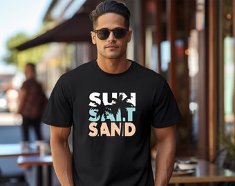 Sun Salt Sand Soft Style T-Shirt | Beach Lover Tee | Fun Beach Soft Style Tee | Sun Salt Sand and Palm Tree Tee | Vacation Tee