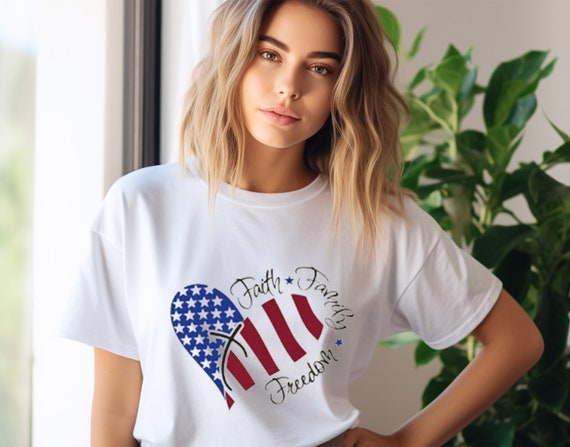 Faith Family And Freedom Tee | Unisex Heavy Cotton Tee | USA Tee | Forth Of July Tee