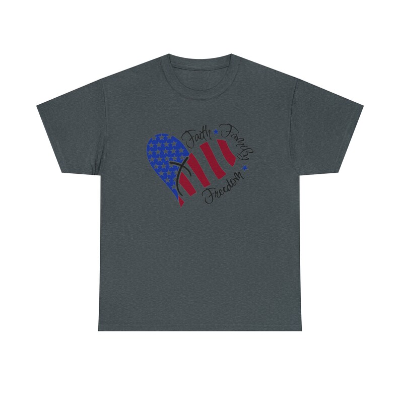 Camiseta Faith Family And Freedom / Camiseta unisex de algodón pesado / Camiseta de EE. UU. / Camiseta del 4 de julio imagen 6