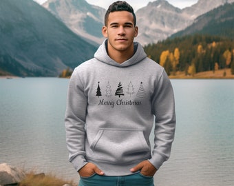 Merry Christmas Hooded Sweatshirt | Christmas Hoodie | Christmas Tree Hoodie | Merry Christmas Hoodie | Holiday Hoodie