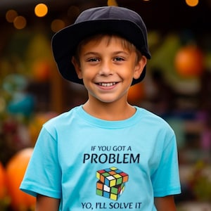 Cool Rubik&#39;s Cube Tee | Kids Heavy Cotton Tee | If You Got a Problem Kids Tee | Fun Cuber Tee | Awesome Kids Tees | Rubik&#39;s Cube Tees