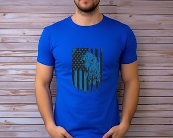 Camiseta con bandera estadounidense y águila / Camiseta unisex de algodón grueso / Camisa estadounidense moderna