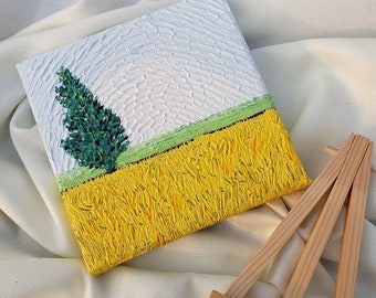 Mini Textured Field Painting | Textured Art | Golden Crops | Original Art | Handmade | Home Decor | Unique Gift | Wall decor