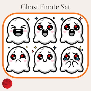 Ghost Emote Set - PNG Digital File Instant Download - Twitch Stream Halloween Ghost Cute Horror Scary Fall
