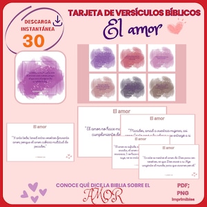 Printable 30 Bible Verse Cards | LOVE Verses/Bible Memory Verses, Mini Flashcards