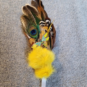 Jeweled Smudge Feather – Spiritual Cleansing Tool with Dragonfly Charm
