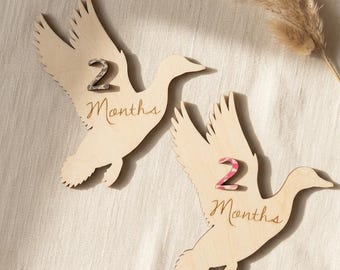 Meilenstein-Marker für Babyenten aus Holz, Tarnmuster-Jagd-Requisiten fürs Kinderzimmer (1-12 Monate)