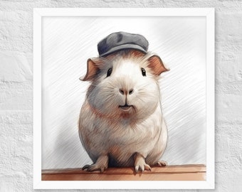 Framed guinea pig poster: Oscar