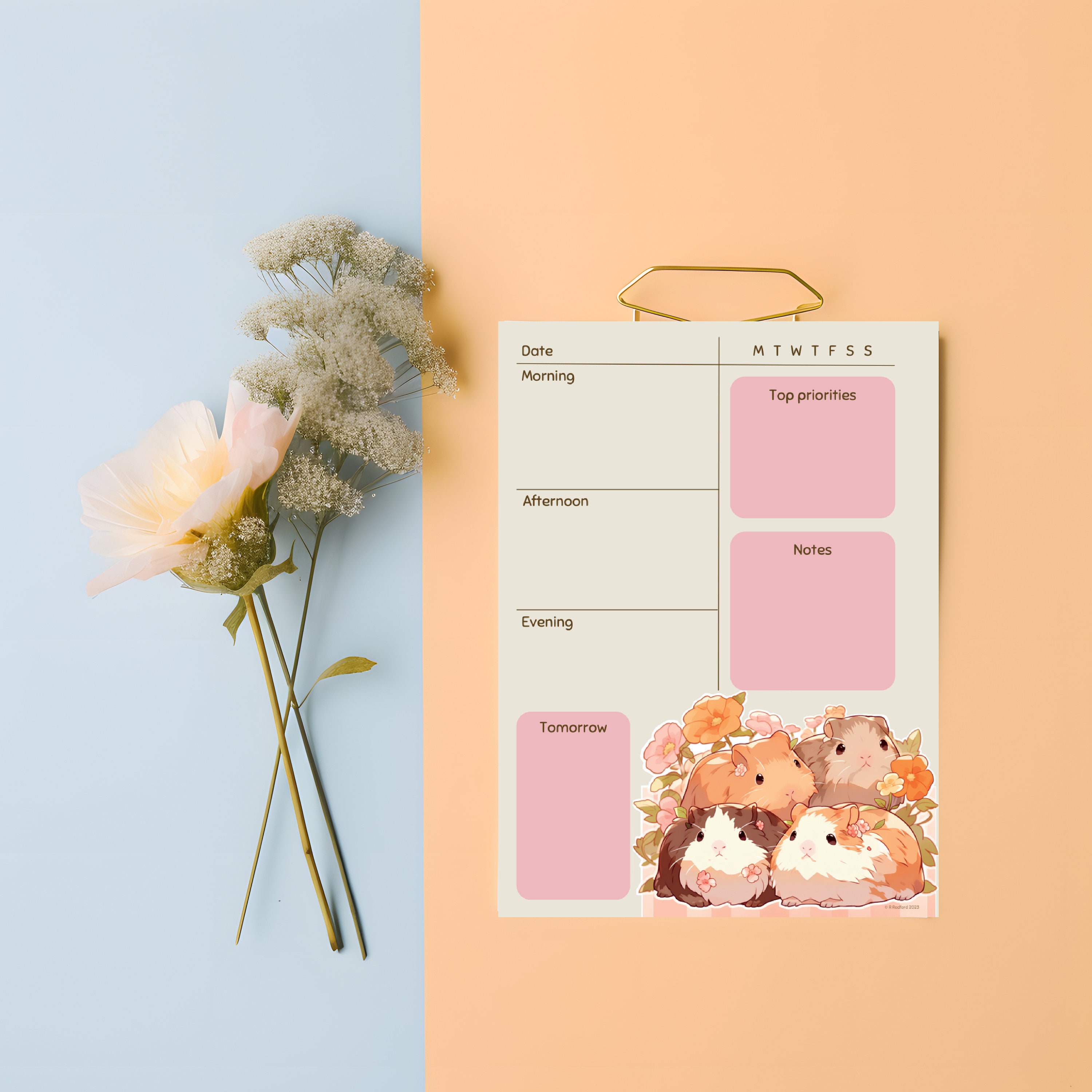 Cute Printable Guinea Pig Planner, Daily Schedule, Kawaii Printable ...