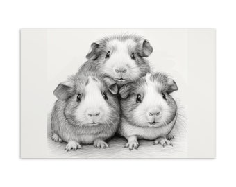 Cute guinea pig postcard: Three Musketeers