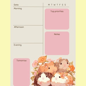 Guinea Pig Daily Schedule Printable