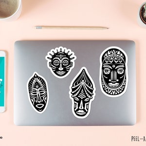 adesivo rituale africano adesivo afrocultura per laptop adesivo antica maschera tribale per bottiglia d'acqua adesivo maschera tiki adesivo fustellato