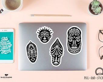 African Tribal Mask Sticker: Afro Culture Art, Laptop Decal