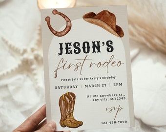 My First Rodeo Birthday Invitation Cowboy Editable Invite Wild West  Ranch, Boy 1st Southwestern Template Printable Instant Digital Download