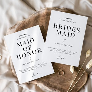 Bridesmaid Proposal Card Template Editable Will You Be My Bridesmaid Card  Maid of Honor Proposal Card Invitation Istant Download