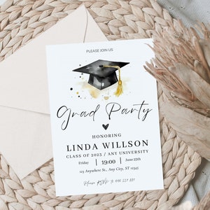 Modello di invito per la festa di laurea, invito per annuncio di laurea modificabile, invito per la festa di laurea da scaricare, invito per la classe di laurea del 2025