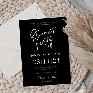 Retirement invitation Template Editable Retirement Party invite Digital Download Printable Black Modern Retirement invitation Digital Card