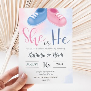 Gender Reveal invitation Template Gender Reveal Party invite Gender Reveal invitation Editable Baby Gender Reveal Digital Printable Download