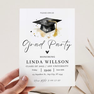 Graduation Party Invitation Template Editable, Graduation Annauncement Invitation, Graduation Party Invite Download, Class of 2023