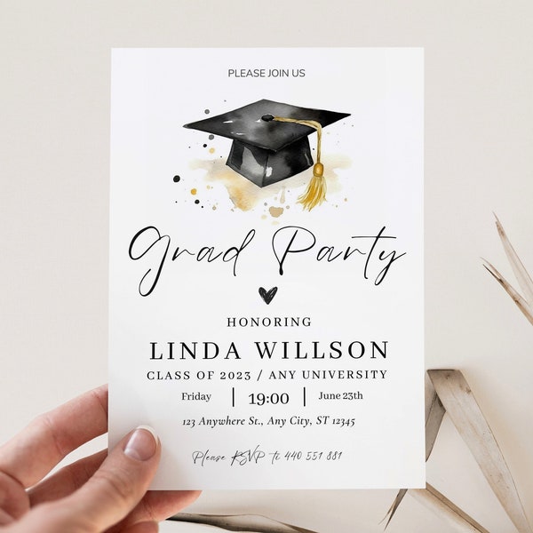 Graduation Party Invitation Template Editable, Graduation Annauncement Invitation, Graduation Party Invite Download, Class of 2023