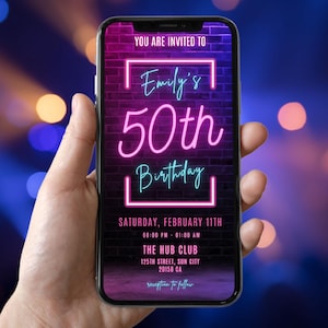 50th Printable Woman Birthday invite Fifty Birthday Electronic invite Digital 50th Birthday invitation for Woman Template Digital Download