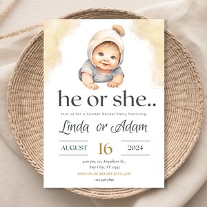 Gender Reveal invitation Template Gender Reveal Party invite Gender Reveal invitation Editable Baby Gender Reveal Digital Printable Download