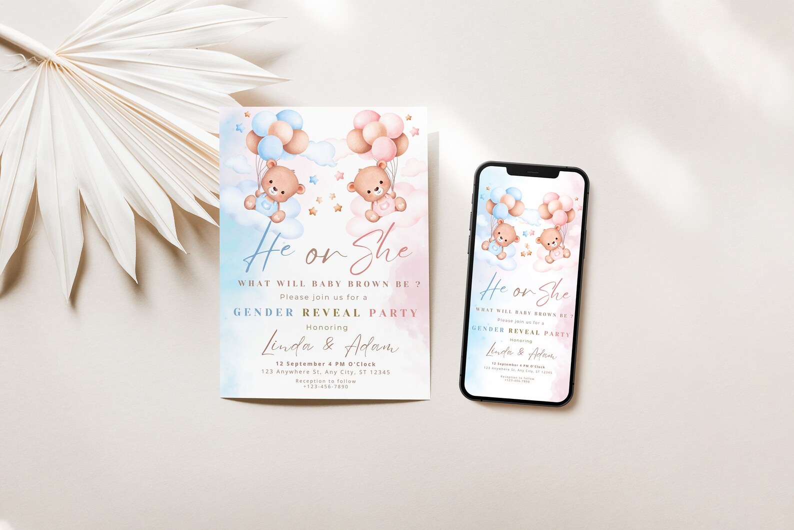 Gender Reveal Invitation Template Gender Reveal Party Invite Gender ...