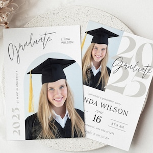 Graduation Invitation Template, Graduation Party Invite, Editable Graduation Annauncement Photo Invite Digital Download Class of 2025