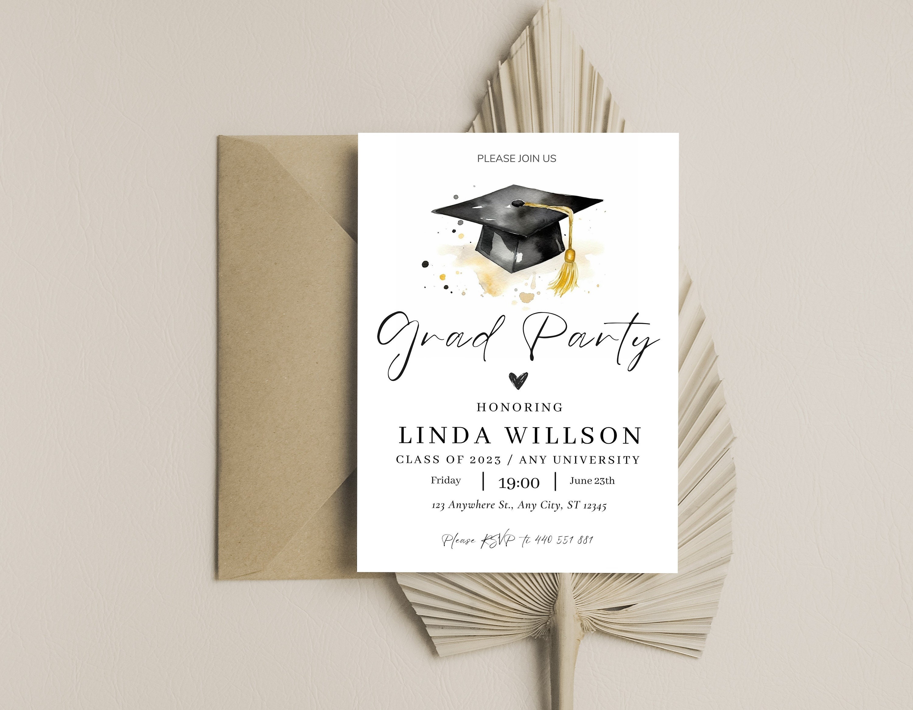 Graduation Party Invitation Template Editable Graduation - Etsy