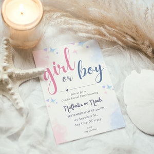 Editable Gender Reveal Invitation Template Gender Reveal Party Invite ...