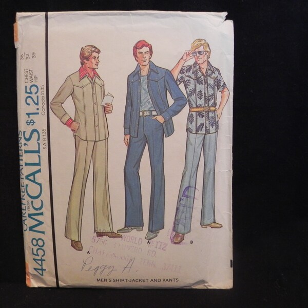 Vintage McCall's Pattern 4458, Men's Shirt-Jacket and Pants