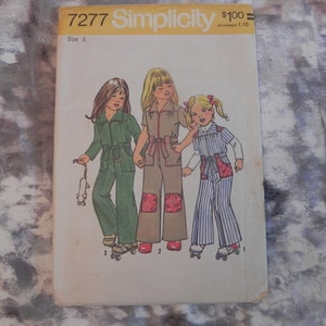 1970er Vintage Chick-Schnittmuster #7277, Kinderoverall Gr. 5, Vintage-Schnittmuster
