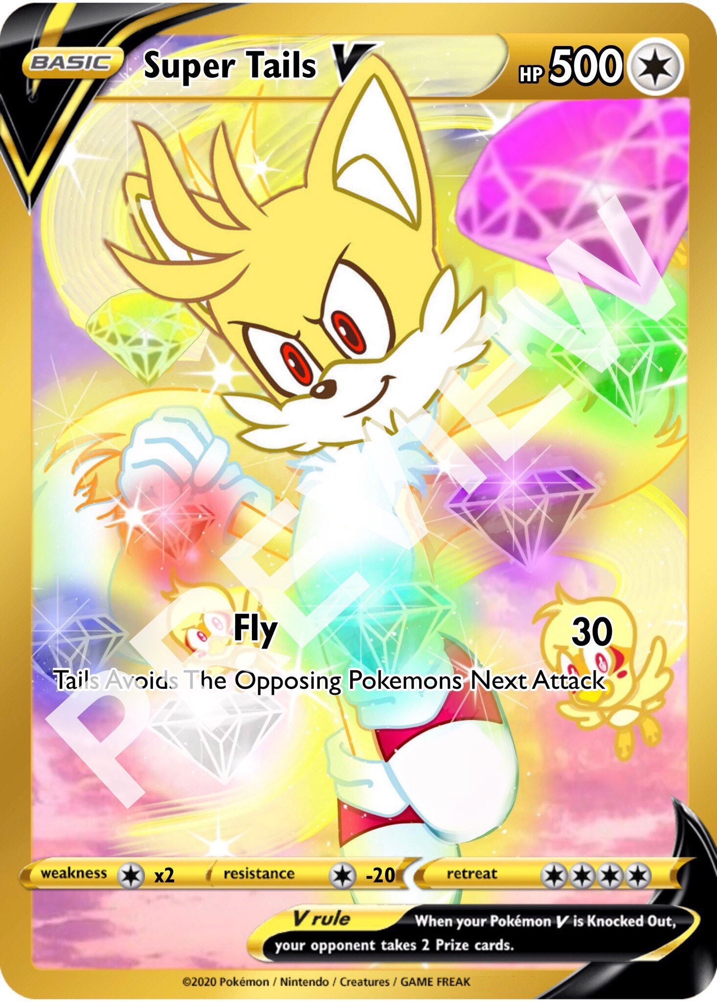 Super Tails V Custom Made Pokemon Card One Off | Kids Cosplay | Sonic &  Tails | PROXY card HANDMADE