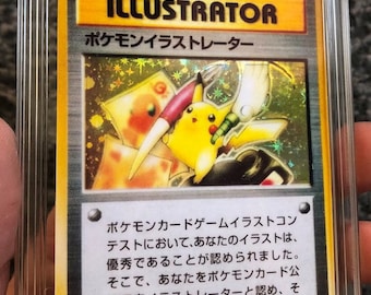 Pikachu Illustrator Holographic Slabbed / Display Case | Holo | Holy Grail | Japanese TCG Pokemon | PROXY card Handmade PSA