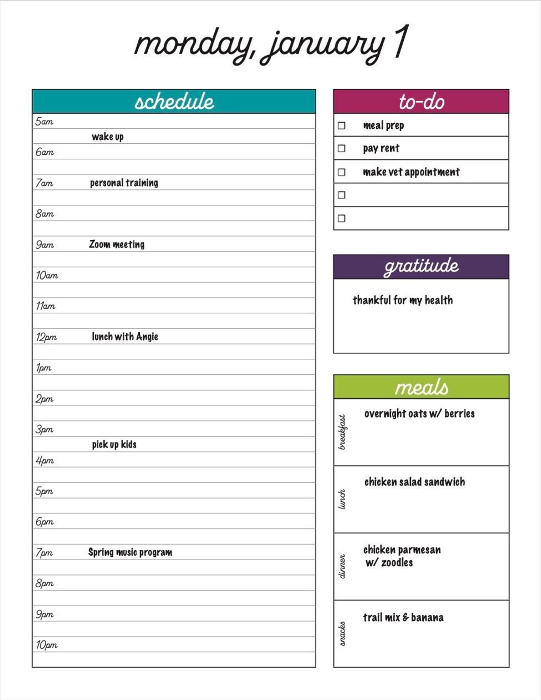 Printable Daily Planner Spread - Etsy