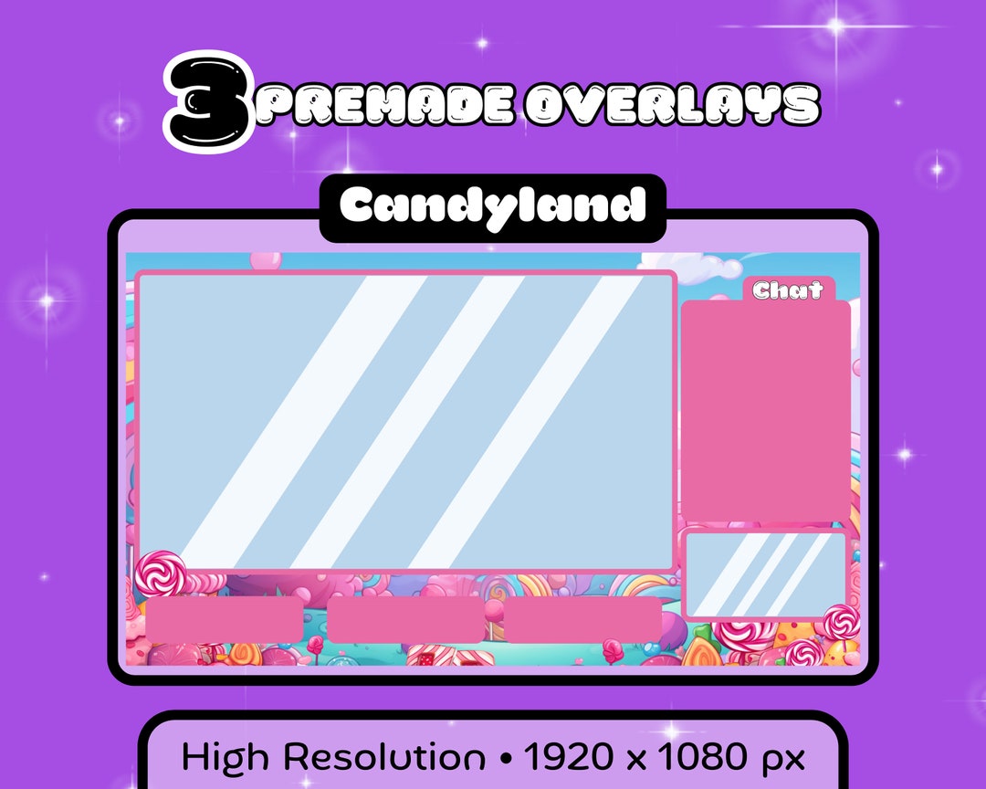 Candyland Twitch Stream Overlays Blue and Pink Stream Etsy