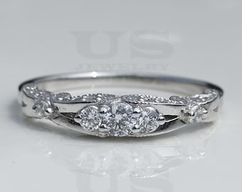1890s Art Deco Diamond Wedding Ring, Vintage Eternity Ring, Antique Diamond Band, Moissanite Band, Stacking Band Ring, Engagement Ring