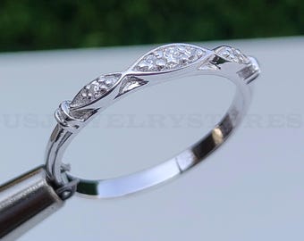 Circa 1900-10 Art Deco Diamond Wedding Band Ring / Diamond Eternity Ring / Vintage Diamond Band/ Stackable Band / Antique Ring / Dainty Band