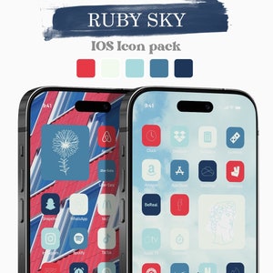 BLUE and RED - iOS Icons Pack | iPhone iOS 17 App Aesthetic | Minimalist | 3000 icons in 5 colors | Bonus widgets and wallpapers