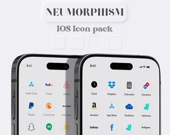 NEUMORPHISME BLANC - Pack d'icônes iOS | Esthétique de l’application iPhone iOS 17 | Minimaliste | 3000 icônes en 5 couleurs | Widgets et fonds d'écran bonus